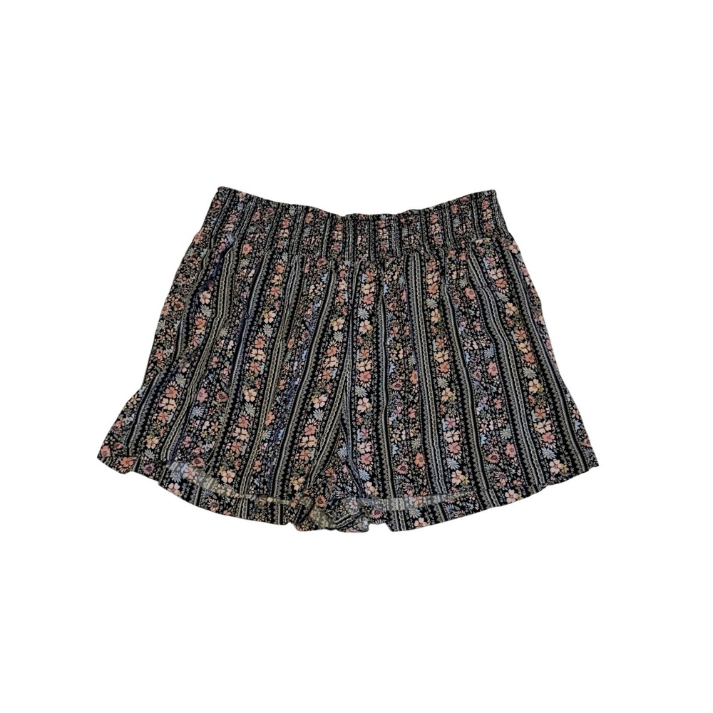 No Boundaries Floral Smocked Womens XL Waist Shorts XL 30-34 Boho Pull On